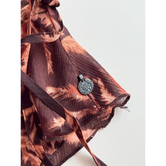 SCOTCH & SODA Fading Roads Brown Pink Tropical Print Chiffon Blouse, Size XS - Picture 8 of 14